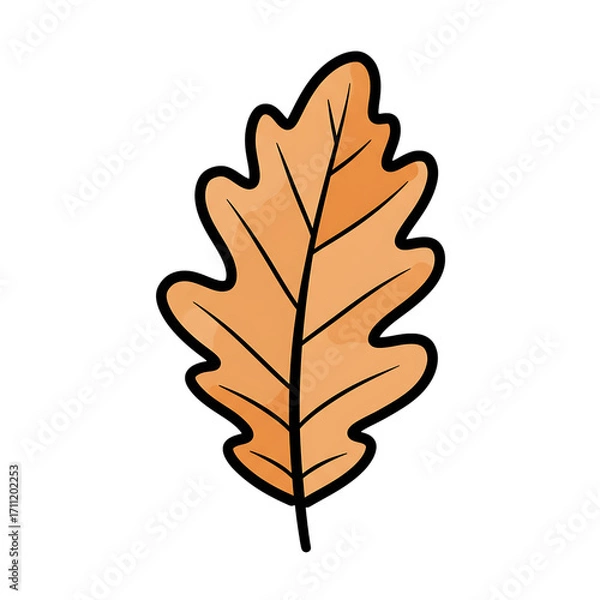 Obraz Watercolor autumn oak leaf illustration isolated on transparent background
