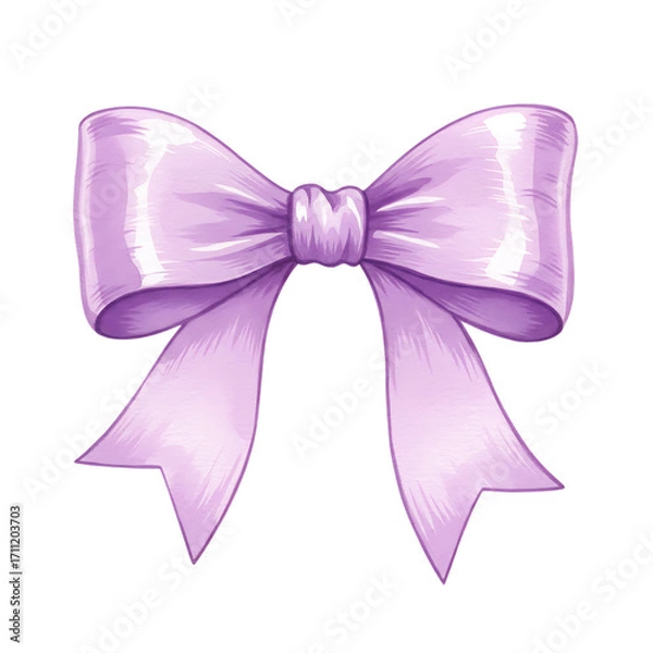 Obraz Elegant lavender satin bow isolated on transparent background