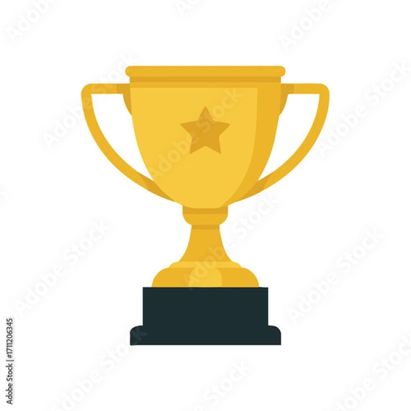 Obraz illustration of golden award trophy cup with star motif on pedestal for winner recognition and celebration