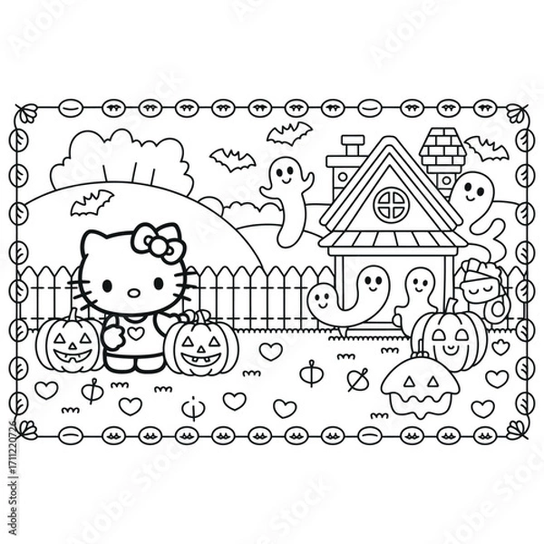 Obraz Spooky halloween coloring book pages for children featuring classic monsters and fun halloween elements