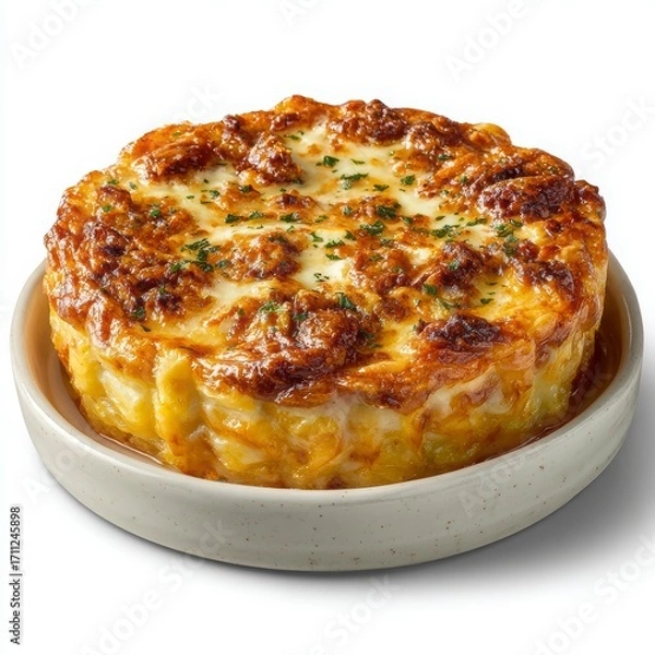 Fototapeta Deliciously Baked Macaroni and Cheese with Golden Cheese Crust