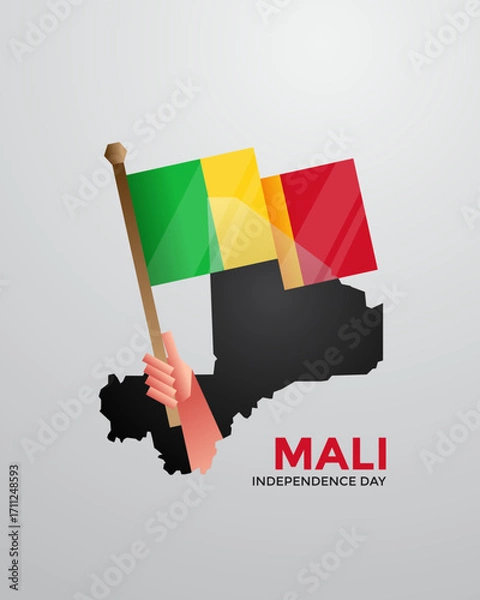 Fototapeta Mali independence day background with map and flag