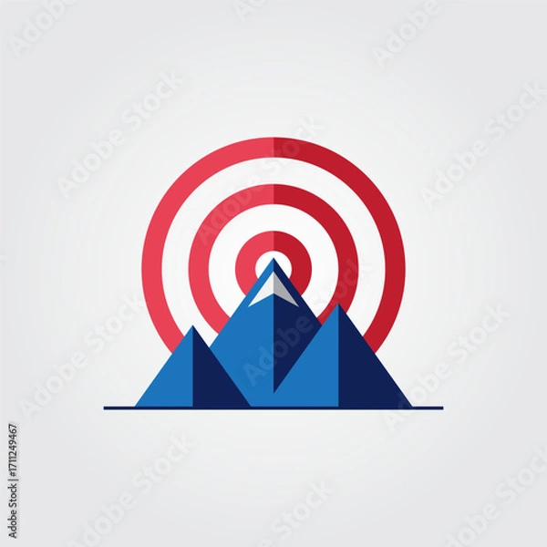 Fototapeta target and mountains illustration with flat design concept