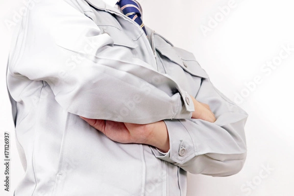 Obraz 作業着 男性 ネクタイ ポーズ 腕組