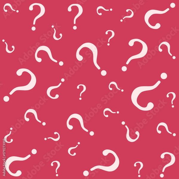 Obraz Question Marks Seamless Pattern on Red Background