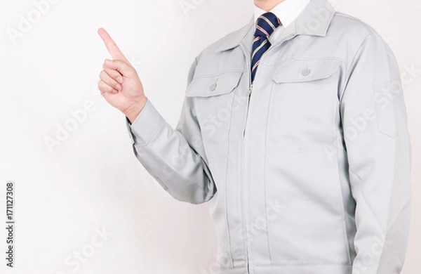 Obraz 作業着 男性 ネクタイ ポーズ ポイント