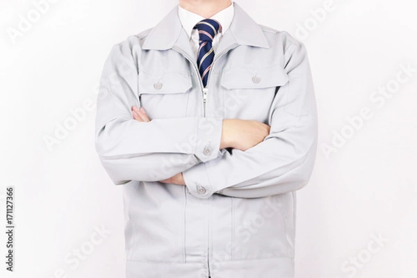 Obraz 作業着 男性 ネクタイ ポーズ 腕組