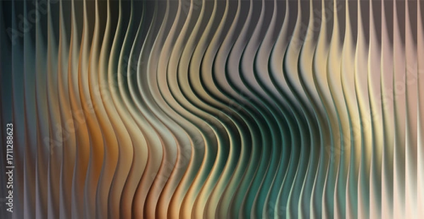 Fototapeta Abstract wavy background with vertical lines and muted gradient