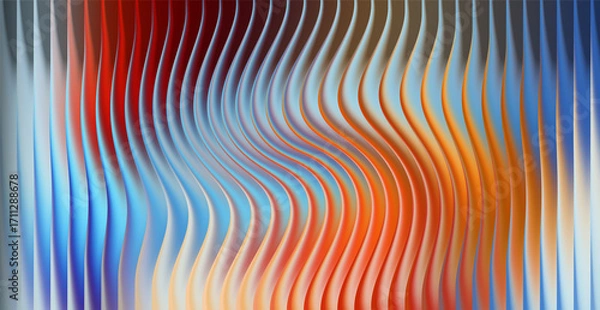 Fototapeta Abstract wavy vertical lines with a vibrant gradient of red, orange, and blue