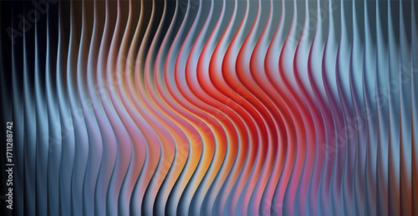 Fototapeta Abstract wavy vertical lines with a gradient of red, orange, and blue hues