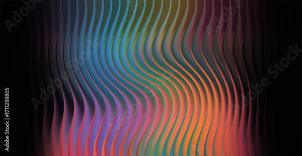 Fototapeta Abstract colorful wavy lines with a dark background