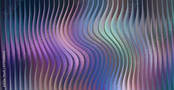 Fototapeta Abstract wavy lines with purple and blue iridescent colors