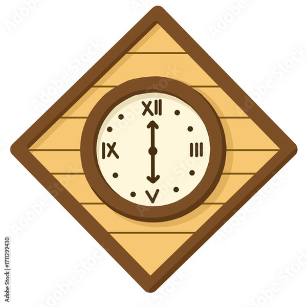 Obraz Diamond-shaped wooden wall clock with Roman numerals