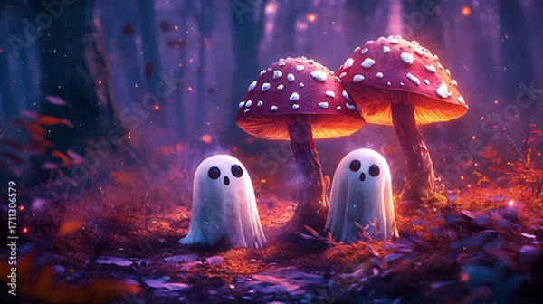 Fototapeta Adorable Halloween-themed background design, ideal for creating playful and festive backdrops or wallpapers.