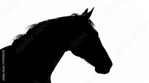 Obraz 馬の白黒のシンプルなイラスト