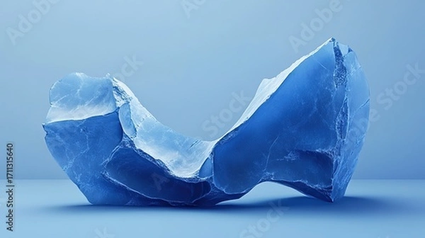 Fototapeta abstract, c4d, broken sculpture texture, simple, blue, broken open, thick edge, minimal, rich blue