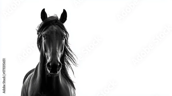 Obraz 白黒のかっこいい馬の正面写真