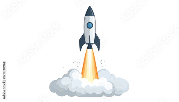 Fototapeta Rocket launching from a cloud