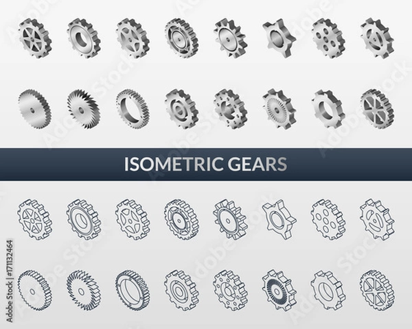 Fototapeta  Set of web icons mechanical gears