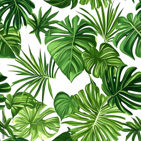 Fototapeta Floral or leaf pattern background suitable for wallpaper, fabric, or decorative design. Soft colors and natural style, ideal for digital and print use.