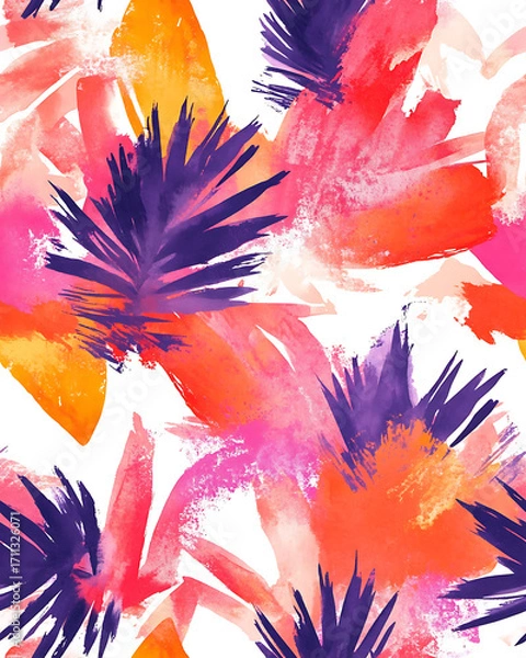 Fototapeta Floral or leaf pattern background suitable for wallpaper, fabric, or decorative design. Soft colors and natural style, ideal for digital and print use.