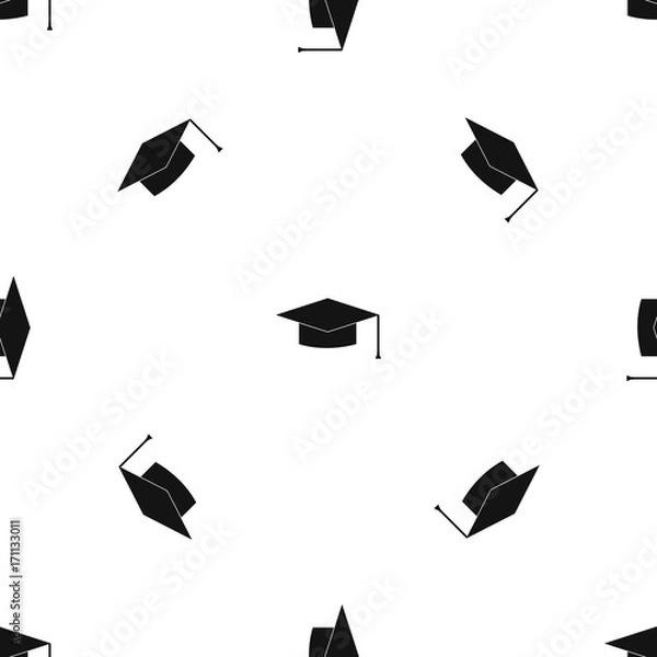 Obraz Graduation cap pattern seamless black