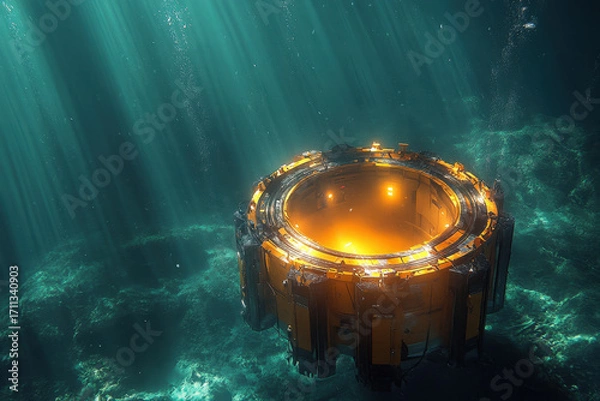 Fototapeta Spacecraft on Ocean Surface.