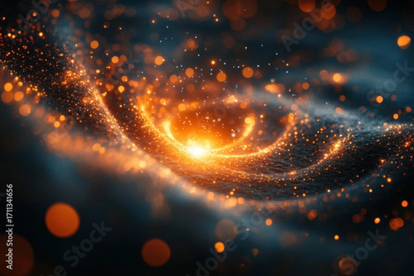 Fototapeta Spiral pattern in bright orange and black.