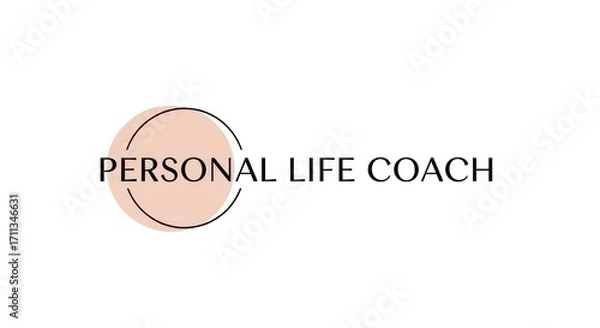 Obraz Minimalist Personal Life Coach Logo with Peach Circle on White Background