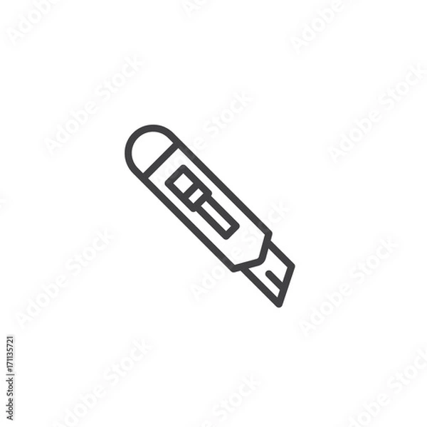 Fototapeta Paper Cutter line icon, outline vector sign, linear style pictogram isolated on white. Symbol, logo illustration. Editable stroke