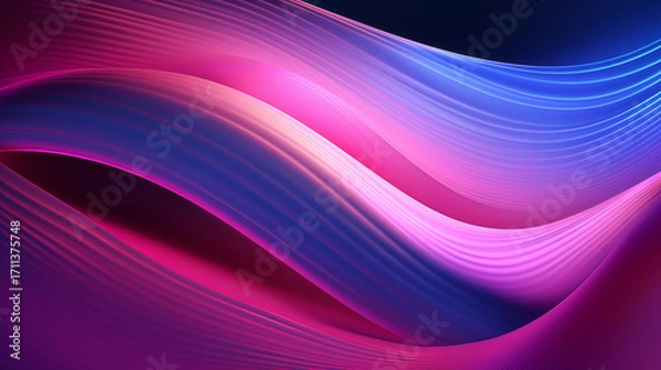 Fototapeta Abstract Wavy Background: Pink, Purple, and Blue Gradient Lines - Modern Art Design for Wallpaper, Texture, or Graphic Design Projects