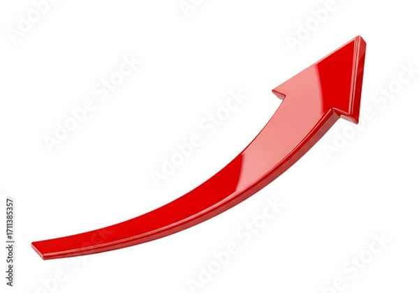 Fototapeta Red upward trending arrow isolated on transparent background