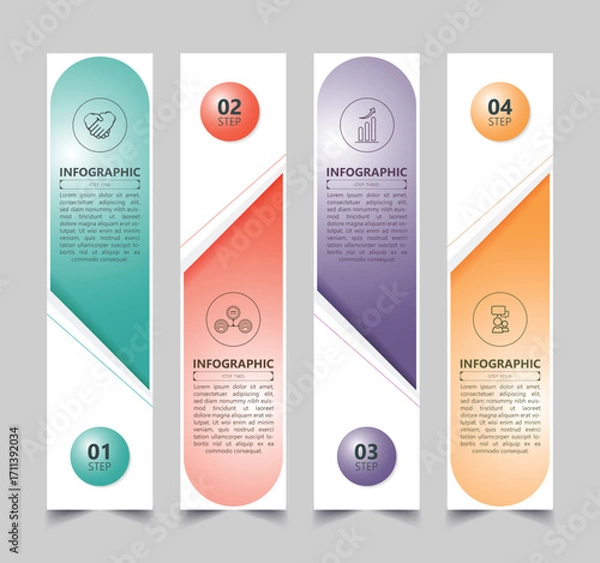 Fototapeta Modern Flat Design Step Vertical Infographic for Business Process Diagram