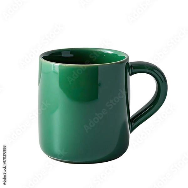 Fototapeta Stylish Green Coffee Mug Isolated on White Background, Generative AI