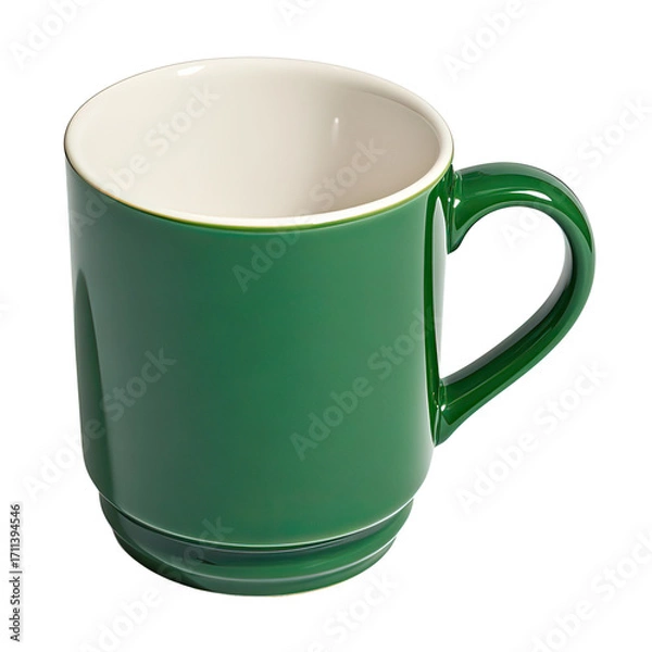 Fototapeta Stylish Green Coffee Mug Isolated on White Background, Generative AI