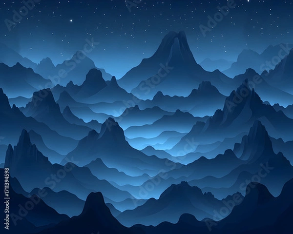 Obraz Night Mountainscape Illustration