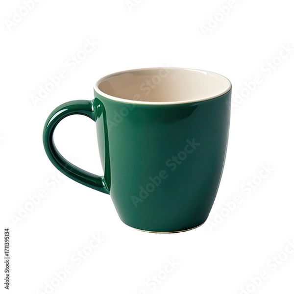 Fototapeta Stylish Green Coffee Mug Isolated on White Background, Generative AI
