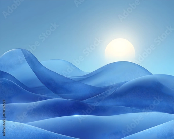 Obraz Blue Abstract 3D Dunescape Wallpaper