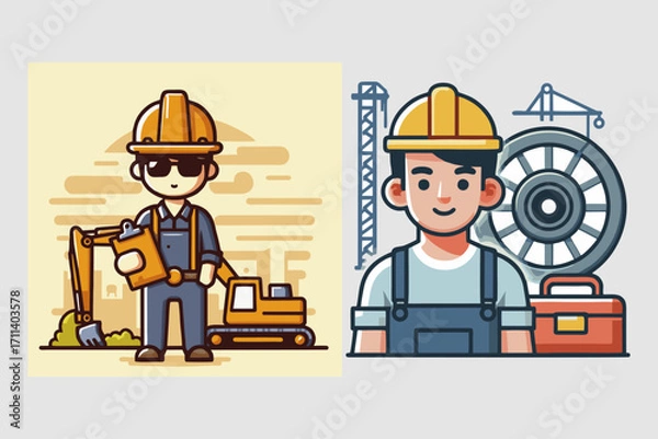 Fototapeta This is a vector image of a project worker suitable for use in logo designs for contractor companies, foremen, builders, architects, building shops, content, posters, banners, flyers, presentations