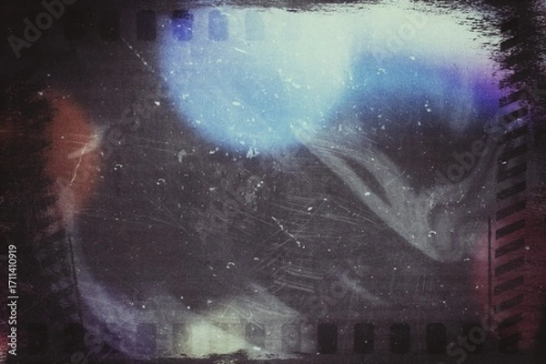 Fototapeta Retro photo film grain texture overlay background dust scratches dirty effect, grainy light leaks bokeh glowing flare overlay effect texture, grunge rough backdrop design, noise texture background 