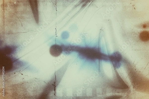 Fototapeta Retro photo film grain texture overlay background dust scratches dirty effect, grainy light leaks bokeh glowing flare overlay effect texture, grunge rough backdrop design, noise texture background 