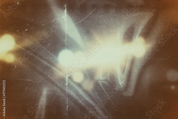 Fototapeta Retro photo film grain texture overlay background dust scratches dirty effect, grainy light leaks bokeh glowing flare overlay effect texture, grunge rough backdrop design, noise texture background 