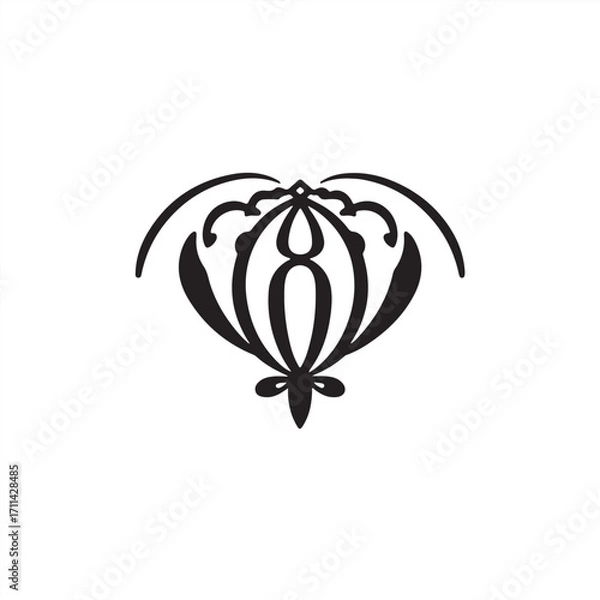 Fototapeta A classic black and white vector silhouette logo of couscous, presented on a clean white background, embodying timeless elegance through geometric shapes and clean lines, emphasizing balance, symmetry