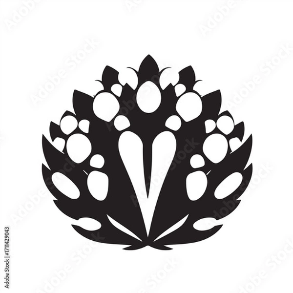 Fototapeta A classic black and white vector silhouette logo of couscous, presented on a clean white background, embodying timeless elegance through geometric shapes and clean lines, emphasizing balance, symmetry