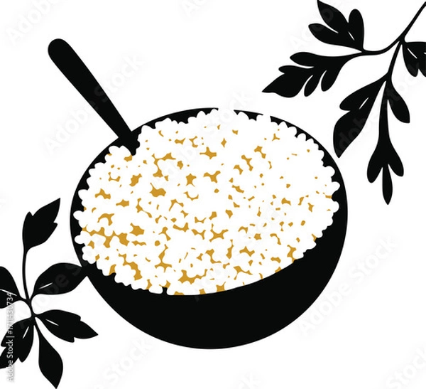 Fototapeta high-resolution stock photo, classic black vector silhouette of couscous, white background, elegant and timeless, commercial professional quality