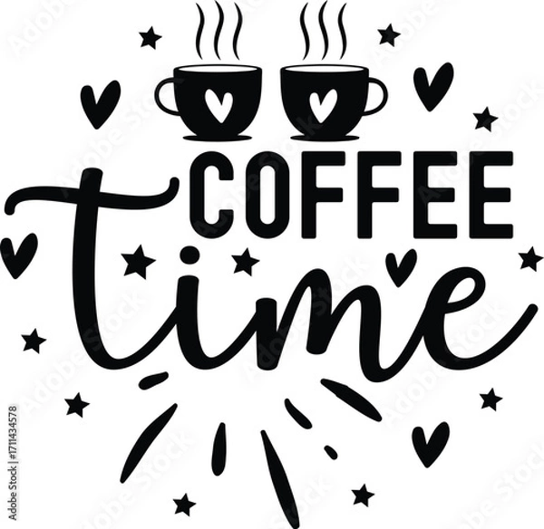 Fototapeta coffee round sign, coffee svg design, round sign svg design eps file