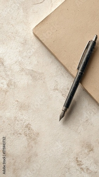 Fototapeta Elegant Pen and Notebook on Textured Surface
