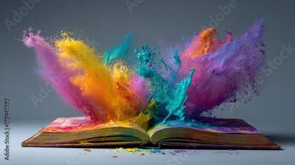 Obraz Vibrant paint explosion from open book