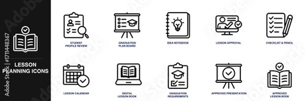 Fototapeta Lesson Planning Line Icon Set