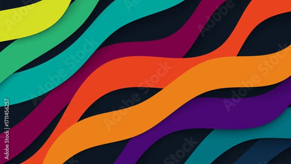 Fototapeta Colorful wave vector background design with rainbow pattern for wallpaper and banner template